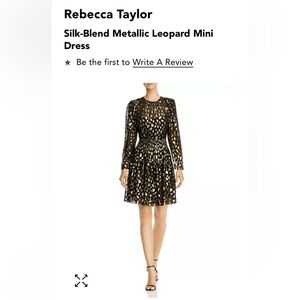 Gorgeous Rebecca Taylor Silk-Blend Metallic Leopard Mini Dress  size 0.